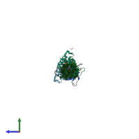 PDB entry 1wmg coloured by chain, side view.