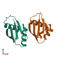 PDB entry 1wmh coloured by chain, front view.