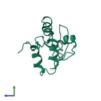 Monomeric assembly 1 of PDB entry 1wmj coloured by chemically distinct molecules, side view.