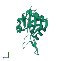 PDB entry 1wmm coloured by chain, side view.