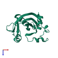 PDB entry 1wmm coloured by chain, top view.