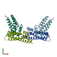 PDB entry 1wn0 coloured by chain, front view.