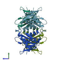 PDB entry 1wn5 coloured by chain, side view.