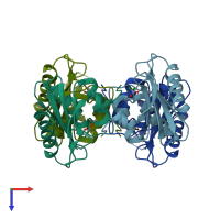 PDB entry 1wn5 coloured by chain, top view.