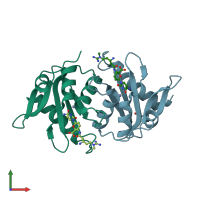 PDB entry 1wn6 coloured by chain, front view.
