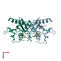 PDB entry 1wn6 coloured by chain, top view.