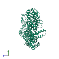 PDB entry 1wn7 coloured by chain, side view.