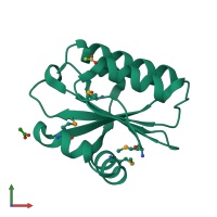 PDB entry 1wn9 coloured by chain, front view.
