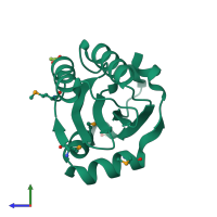 PDB entry 1wn9 coloured by chain, side view.