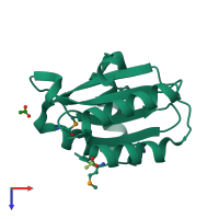 PDB entry 1wn9 coloured by chain, top view.