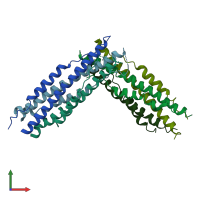 PDB entry 1wnc coloured by chain, front view.
