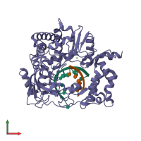 PDB entry 1wne coloured by chain, front view.