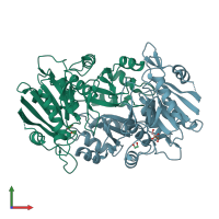 PDB entry 1wnf coloured by chain, front view.