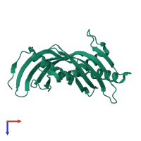 PDB entry 1wnh coloured by chain, top view.