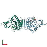 PDB entry 1wnl coloured by chain, front view.