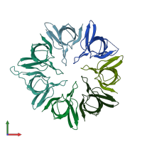 PDB entry 1wnr coloured by chain, front view.