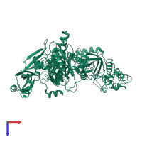 PDB entry 1wns coloured by chain, top view.