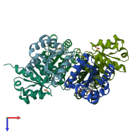 PDB entry 1wo8 coloured by chain, top view.