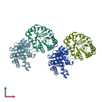 PDB entry 1woa coloured by chain, front view.