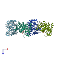 PDB entry 1woa coloured by chain, top view.