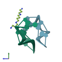 PDB entry 1woe coloured by chain, side view.