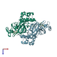 PDB entry 1wof coloured by chain, top view.
