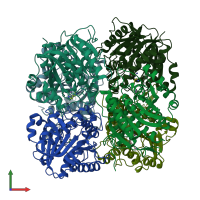 PDB entry 1wog coloured by chain, front view.