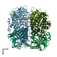 PDB entry 1wog coloured by chain, top view.