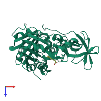 PDB entry 1wor coloured by chain, top view.