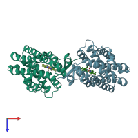 PDB entry 1wov coloured by chain, top view.