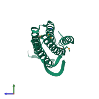 PDB entry 1woz coloured by chain, side view.