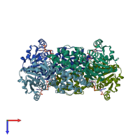 PDB entry 1wp4 coloured by chain, top view.