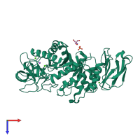 PDB entry 1wp6 coloured by chain, top view.