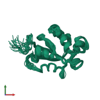 PDB entry 1wpi coloured by chain, ensemble of 20 models, front view.