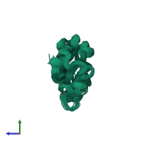 PDB entry 1wpi coloured by chain, ensemble of 20 models, side view.