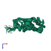 PDB entry 1wpi coloured by chain, ensemble of 20 models, top view.