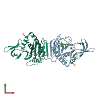 PDB entry 1wpy coloured by chain, front view.