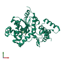 PDB entry 1wq3 coloured by chain, front view.