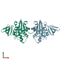 PDB entry 1wq7 coloured by chain, front view.