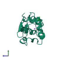 PDB entry 1wqn coloured by chain, side view.