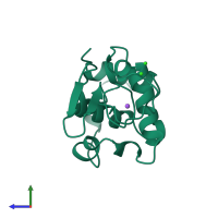 PDB entry 1wqp coloured by chain, side view.
