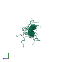 PDB entry 1wrg coloured by chain, ensemble of 10 models, side view.