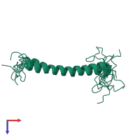 PDB entry 1wrg coloured by chain, ensemble of 10 models, top view.