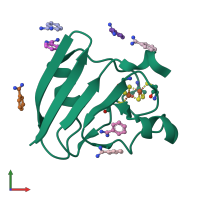 PDB entry 1wri coloured by chain, front view.