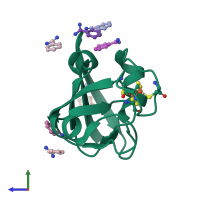 PDB entry 1wri coloured by chain, side view.