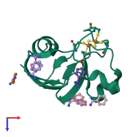 PDB entry 1wri coloured by chain, top view.