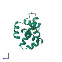 PDB entry 1wrp coloured by chain, side view.