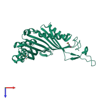 PDB entry 1wrr coloured by chain, top view.