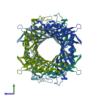 PDB entry 1ws3 coloured by chain, side view.
