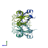 PDB entry 1ws8 coloured by chain, side view.